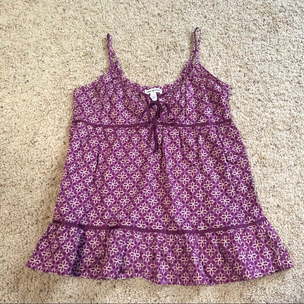 American Eagle Floral Flouncy Tank Blouse